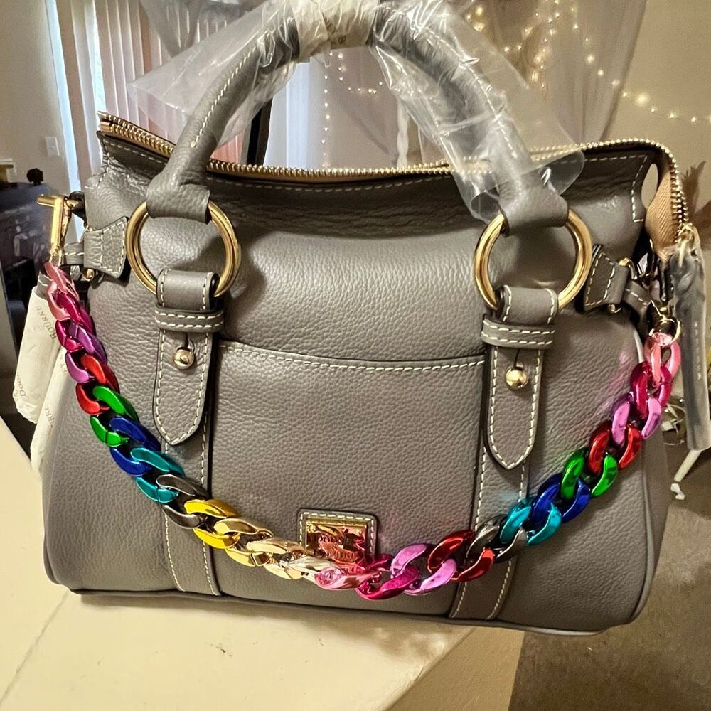 NWT Dooney and Bourke Pebbled Italian Sorrento leather Satchel 30 pocket Slate